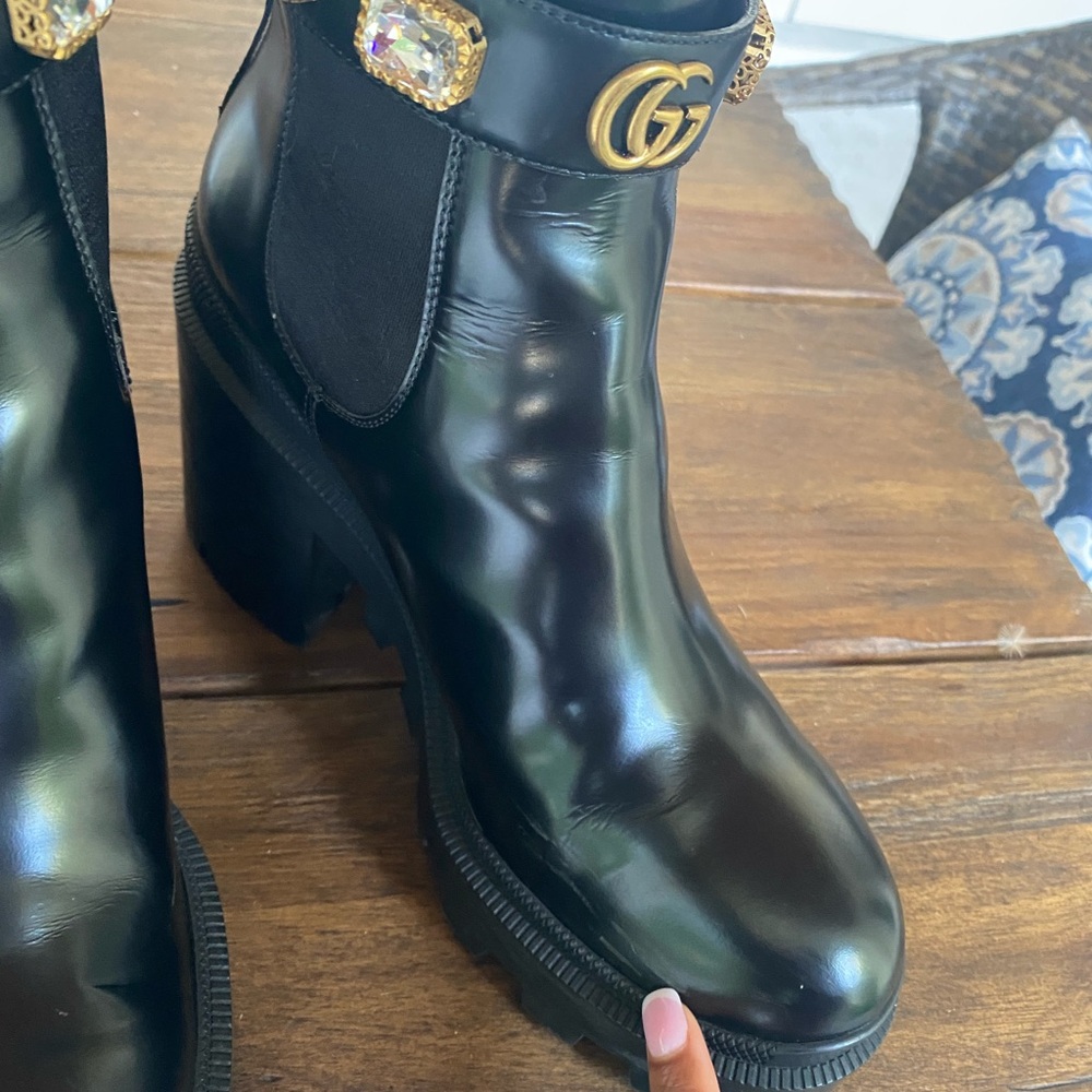 Gucci Leather Ankle Boot With Belt 39.5 - Picture 12 of 13